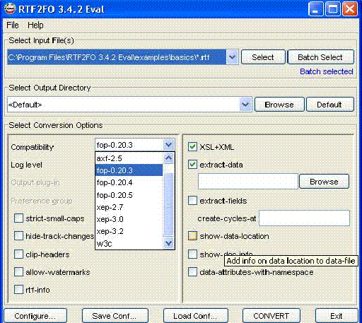 RTF to XML converter Screenshot